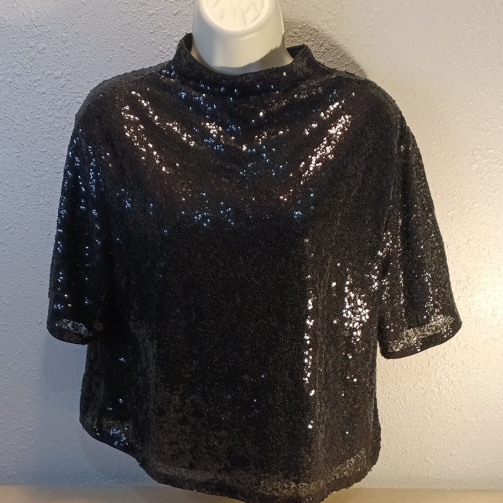 H&M Black Sequin Blouse